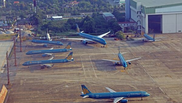 Máy bay của hãng hàng hàng không Vietnam Airlines đậu tại sân bay Nội Bài. - Sputnik Việt Nam