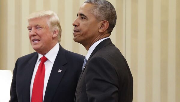 Tổng thống Hoa Kỳ Barack Obama và Tổng thống Hoa Kỳ mới đắc cử Donald Trump trong một cuộc gặp - Sputnik Việt Nam
