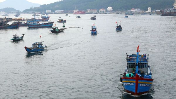  Tàu thuyền ngư dân các tỉnh, thành phố ven biển miền Trung di chuyển vào Âu thuyền Thọ Quang (Đà Nẵng) để phòng chống bão số 5. - Sputnik Việt Nam