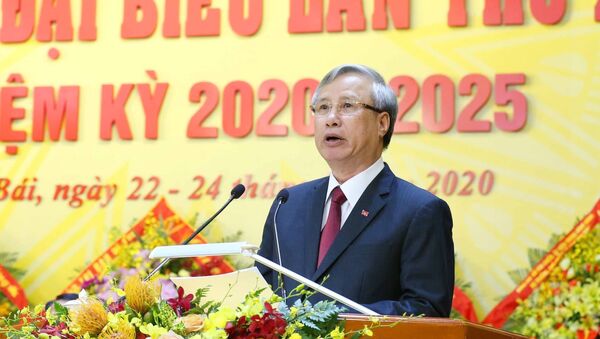 Đồng chí Trần Quốc Vượng, Uỷ viên Bộ Chính trị, Thường trực Ban Bí thư phát biểu tại Đại hội. - Sputnik Việt Nam