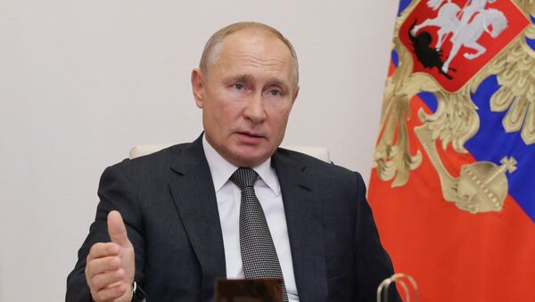 Tổng thống Nga Vladimir Putin đang tổ chức một cuộc họp cầu truyền hình với những người đứng đầu các khu vực của Nga - Sputnik Việt Nam