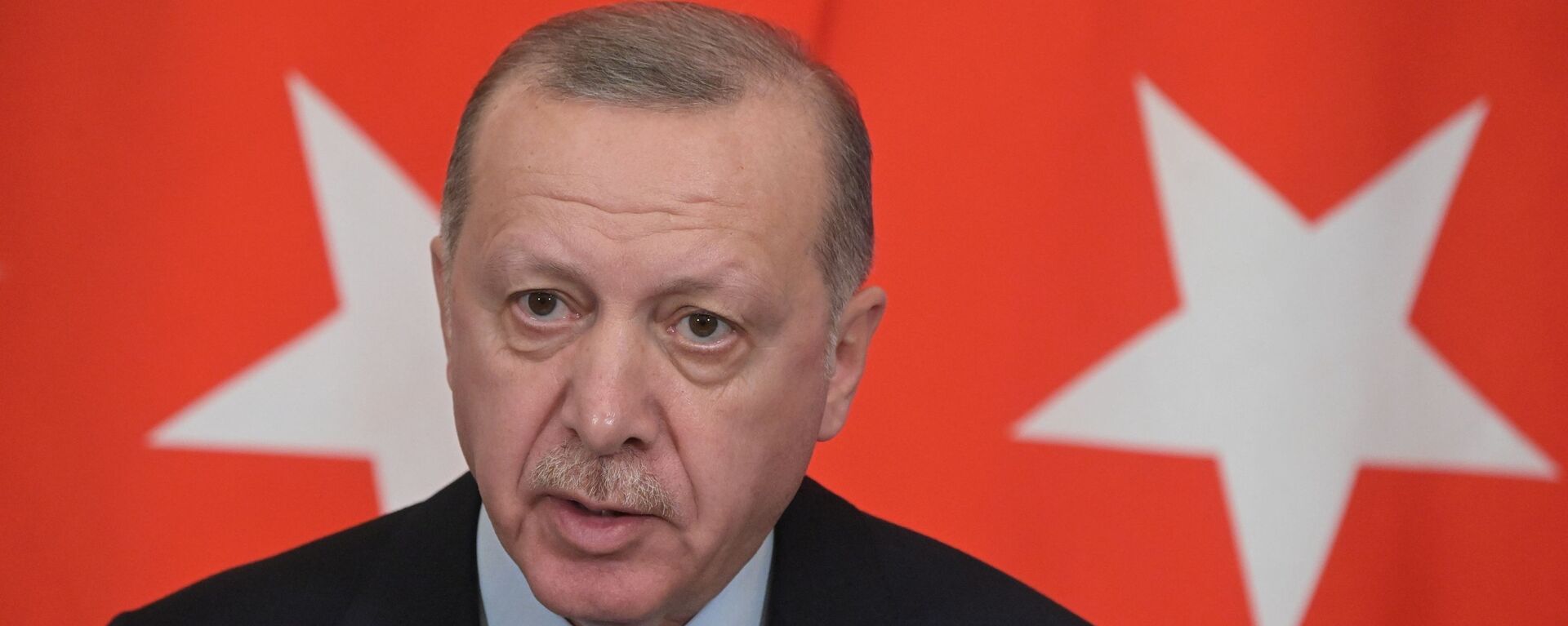Tổng thống Thổ Nhĩ Kỳ Recep Tayyip Erdogan trong cuộc tiếp cận báo chí chung với Tổng thống Nga Vladimir Putin sau cuộc hội đàm Nga-Thổ Nhĩ Kỳ - Sputnik Việt Nam, 1920, 21.05.2022