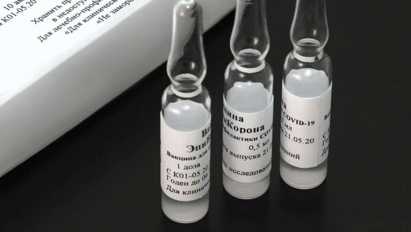 Vắc xin chống lại coronavirus EpiVacCorona, được phát triển bởi Trung tâm Khoa học Nhà nước về Virus và Công nghệ Sinh học Vector của Rospotrebnadzor - Sputnik Việt Nam