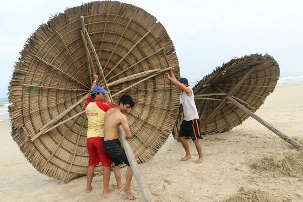 Dọn dẹp bãi biển trước bão «Molave» ở Việt Nam - Sputnik Việt Nam