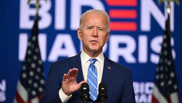 Ứng cử viên tổng thống đảng Dân chủ Joe Biden phát biểu tại Trung tâm Chase ở Wilmington, Delaware - Sputnik Việt Nam