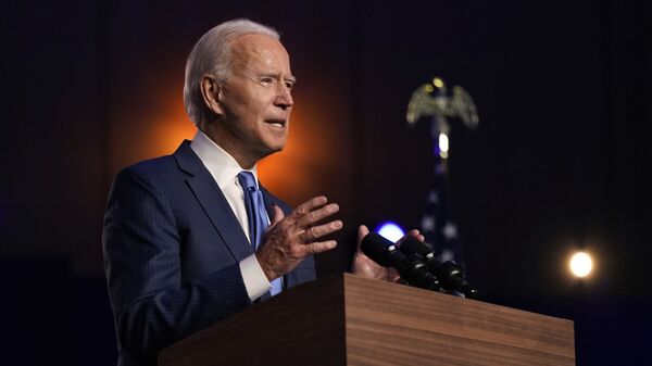 Ứng cử viên tổng thống đảng Dân chủ, cựu Phó Tổng thống Joe Biden phát biểu thứ Sáu, ngày 6 tháng 11 năm 2020, tại Wilmington, Del. - Sputnik Việt Nam