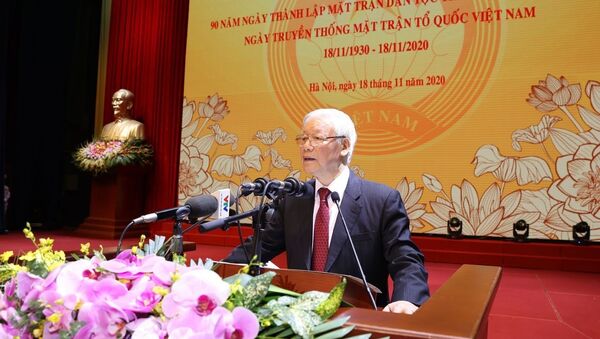 Tổng Bí thư, Chủ tịch nước Nguyễn Phú Trọng đọc diễn văn quan trọng tại buổi lễ. - Sputnik Việt Nam