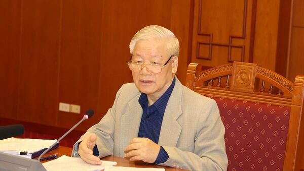 Tổng Bí thư, Chủ tịch nước Nguyễn Phú Trọng phát biểu chỉ đạo cuộc họp. - Sputnik Việt Nam