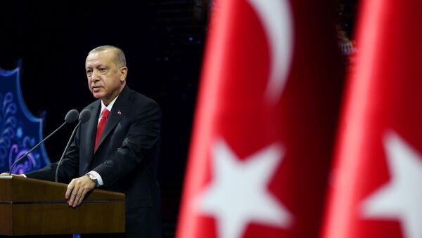 Tổng thống Thổ Nhĩ Kỳ Tayyip Erdogan phát biểu trong cuộc họp ở Ankara, Thổ Nhĩ Kỳ ngày 26 tháng 10 năm 2020 - Sputnik Việt Nam