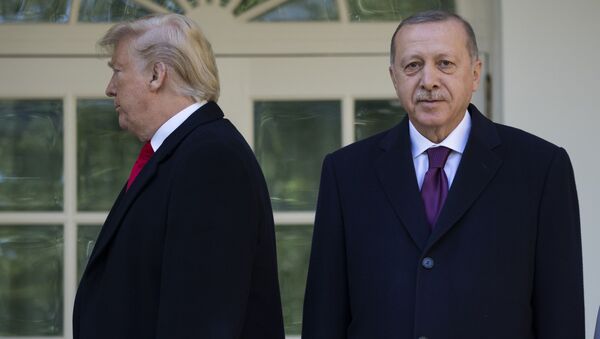 Tổng thống Mỹ Donald Trump và Tổng thống Thổ Nhĩ Kỳ Recep Tayyip Erdogan trước cuộc gặp tại Phòng Bầu dục của Nhà Trắng - Sputnik Việt Nam