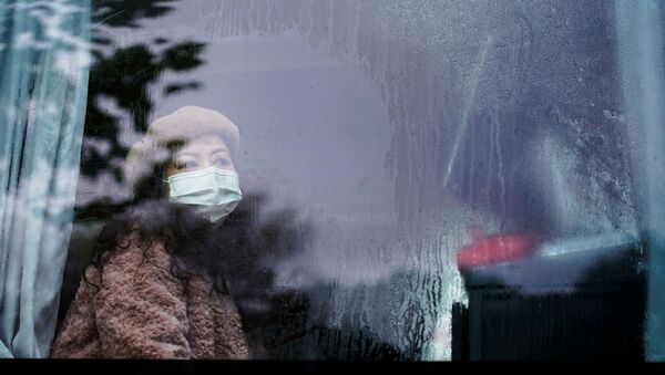 Cô gái đeo khẩu trang trên xe buýt ở Vũ Hán, gần một năm sau khi đại dịch bùng phát - Sputnik Việt Nam