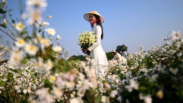 Cô gái chụp ảnh trong vườn bách thảo ở Hà Nội - Sputnik Việt Nam