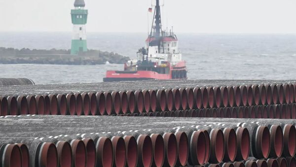 Các đường ống xây dựng đường ống dẫn khí Nord Stream 2 ở cảng Mukran, nước Đức - Sputnik Việt Nam