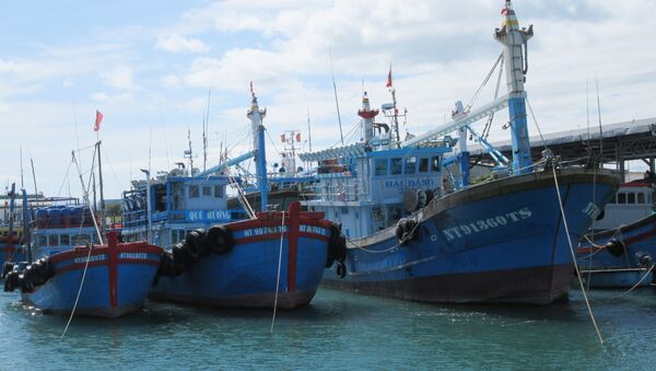 Tàu cá khai thác xa bờ của ngư dân neo đậu tại bến cá Mỹ Tân (xã Thanh Hải, huyện Ninh Hải).  - Sputnik Việt Nam