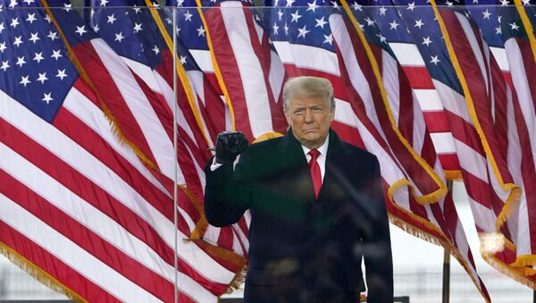 Tổng thống Donald Trump đến để phát biểu tại một cuộc biểu tình vào thứ Tư, ngày 6 tháng 1 năm 2021, ở Washington. (Ảnh AP / Jacquelyn Martin) - Sputnik Việt Nam