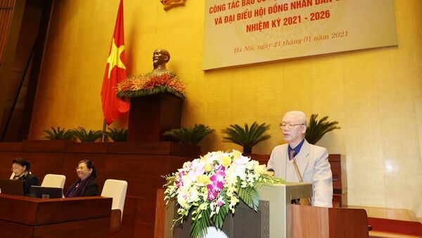 Tổng Bí thư, Chủ tịch nước Nguyễn Phú Trọng chỉ đạo Hội nghị triển khai công tác bầu cử ĐBQH khóa XV và HĐND các cấp nhiệm kỳ 2021-2026 - Sputnik Việt Nam