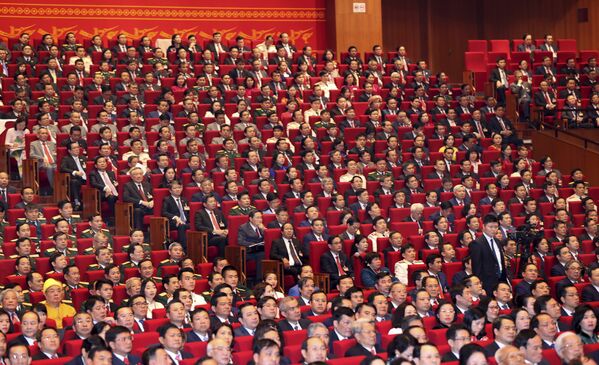 Các đại biểu trong lễ khai mạc Đại hội lần thứ XIII của Đảng Cộng sản Việt Nam tại Hà Nội - Sputnik Việt Nam