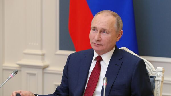 Tổng thống Nga V.Putin phát biểu tại phiên thảo luận của Diễn đàn trực tuyến Chương trình nghị sự Davos 2021 - Sputnik Việt Nam