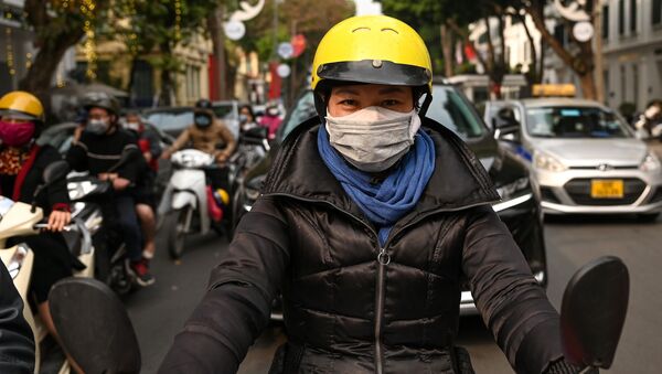 Người phụ nữ đeo khẩu trang ở Hà Nội. - Sputnik Việt Nam