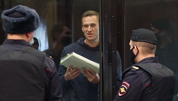 Alexey Navalny tại phiên xét xử của Tòa án thành phố Moskva - Sputnik Việt Nam
