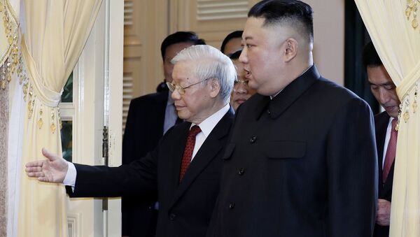 Lãnh đạo Triều Tiên Kim Jong-un và Tổng Bí thư Nguyễn Phú Trọng - Sputnik Việt Nam