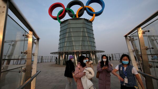 Vòng Olympic trên tháp Olympic ở Bắc Kinh. - Sputnik Việt Nam