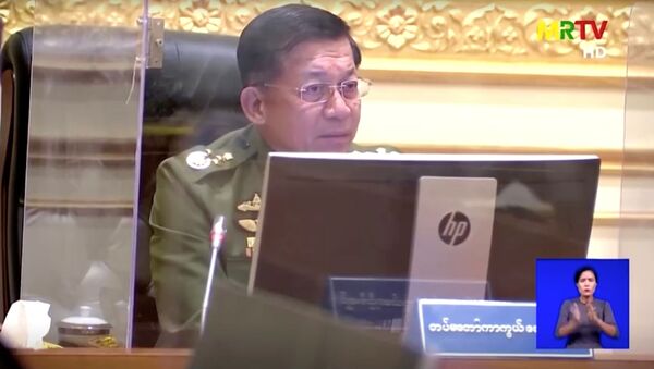 Thượng tướng Min Aung Hlaing phát biểu trước quốc dân - Sputnik Việt Nam