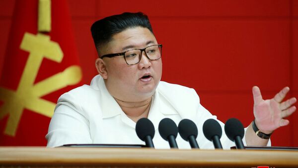 Lãnh đạo CHDCND Triều Tiên Kim Jong-un phát biểu tại cuộc họp toàn thể của Ủy ban Trung ương Đảng Công nhân Hàn Quốc - Sputnik Việt Nam