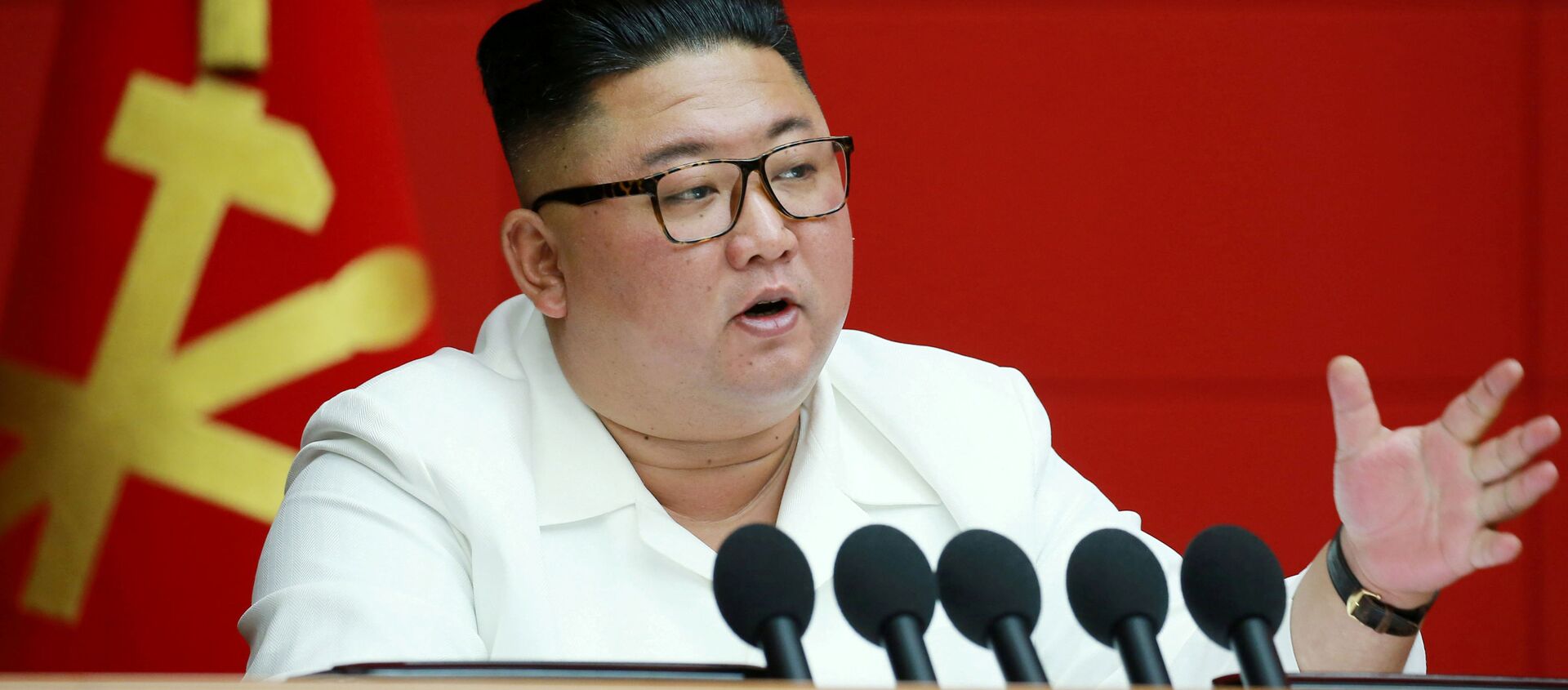 Lãnh đạo CHDCND Triều Tiên Kim Jong-un phát biểu tại cuộc họp toàn thể của Ủy ban Trung ương Đảng Công nhân Hàn Quốc - Sputnik Việt Nam, 1920, 18.05.2021
