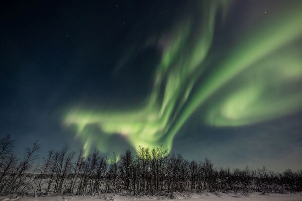 Cảnh Bắc cực quang trên bầu trời làng Phần Lan Enontekio, ở Lapland - Sputnik Việt Nam