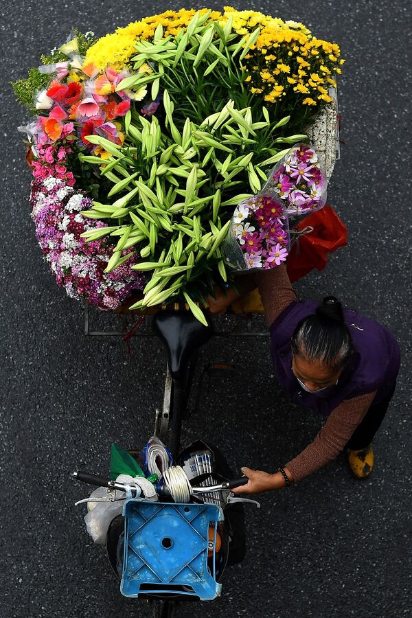 Hàng hoa trên xe đạp ở Hà Nội - Sputnik Việt Nam