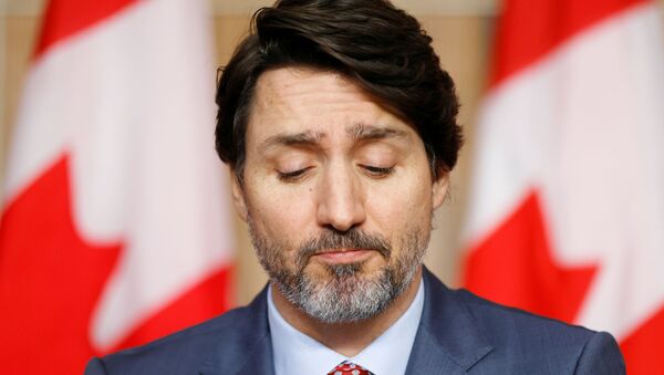 Thủ tướng Canada Justin Trudeau tham dự một cuộc họp báo, khi những nỗ lực tiếp tục giúp làm chậm sự lây lan của bệnh coronavirus (COVID-19), tại Ottawa, Ontario, Canada ngày 19 tháng 3 năm 2021 - Sputnik Việt Nam