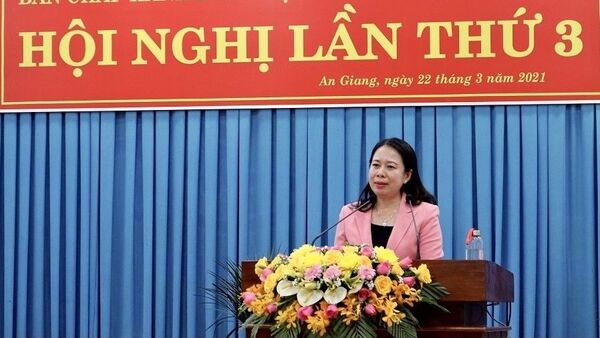 Đồng chí Võ Thị Ánh Xuân, Bí thư Tỉnh uỷ An Giang phát biểu kết luận hội nghị. - Sputnik Việt Nam