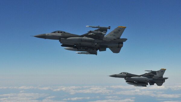 Hai phi công F-16 Fighting Falcons với Phi đội máy bay chiến đấu số 80 của Fighter Wing số 8, Căn cứ Không quân Kunsan, Hàn Quốc - Sputnik Việt Nam
