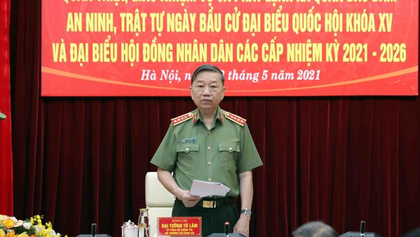 Đại tướng Tô Lâm, Bộ trưởng Bộ Công an, Ủy viên Hội đồng Bầu cử quốc gia phát biểu. - Sputnik Việt Nam