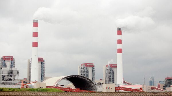 Khói thải ra từ ống khói tại nhà máy nhiệt điện than Waigaoqiao ở Phố Đông, Thượng Hải, Trung Quốc - Sputnik Việt Nam