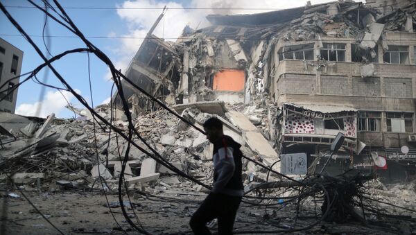 Tòa nhà cao tầng ở Gaza bị phá hủy sau cuộc không kích của Israel - Sputnik Việt Nam