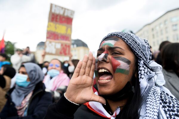 Những người ủng hộ Palestine ở Bỉ biểu tình - Sputnik Việt Nam