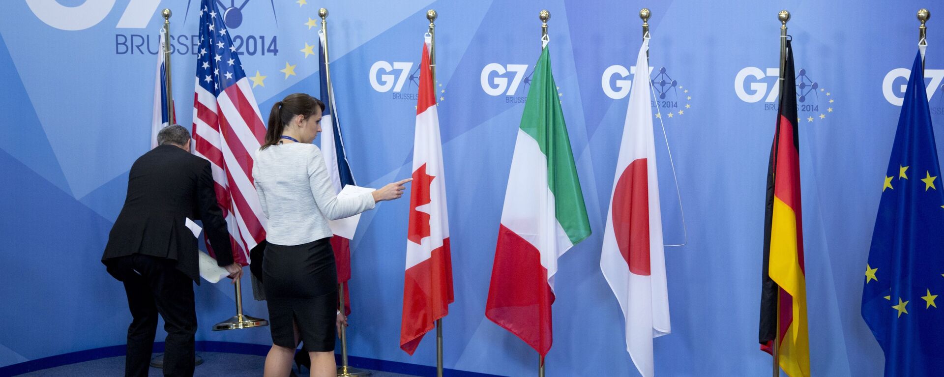Quốc kỳ các nước G7 và EU tại hội nghị thượng đỉnh ở Brussels, Bỉ. - Sputnik Việt Nam, 1920, 28.02.2022