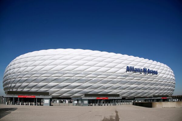 Sân vận động «Allianz» ở Munich (Đức). Nơi đây sẽ diễn ra 4 trận đấu: Pháp - Đức (15/6), Bồ Đào Nha - Đức (19/6), Đức - Hungary (23/6), vòng 1/4 (2/7). - Sputnik Việt Nam