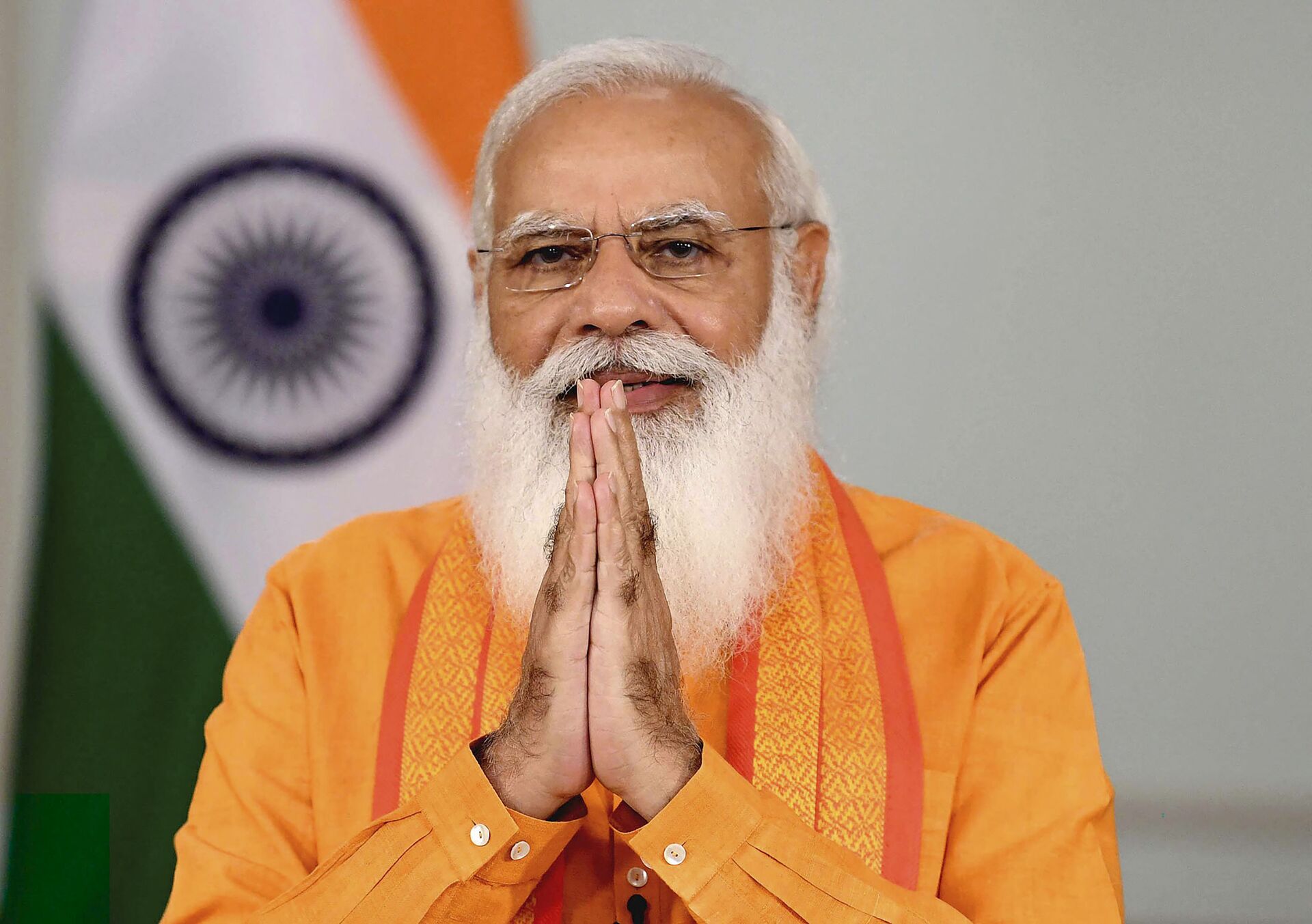 Thủ tướng Ấn Độ Narendra Modi phát biểu tại hội nghị truyền hình trong khuôn khổ chương trình Ngày Quốc tế Yoga ở New Delhi - Sputnik Việt Nam, 1920, 27.10.2021