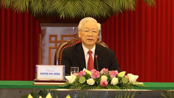 Tổng Bí thư Nguyễn Phú Trọng phát biểu tại Hội nghị thượng đỉnh giữa Đảng Cộng sản Trung Quốc với các chính đảng trên thế giới. - Sputnik Việt Nam