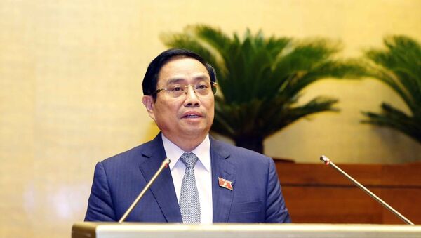 Thủ tướng Phạm Minh Chính trình Quốc hội về cơ cấu tổ chức của Chính phủ nhiệm kỳ 2021-2026. - Sputnik Việt Nam