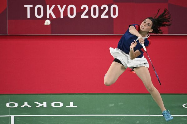 Daniela Macias (Peru) trong trận đấu cầu lông tại Thế vận hội mùa hè XXXII ở Tokyo - Sputnik Việt Nam