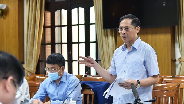 Bộ trưởng Ngoại giao Bùi Thanh Sơn và Tổ công tác của Chính phủ về ngoại giao vaccine triển khai nhiệm vụ - Sputnik Việt Nam