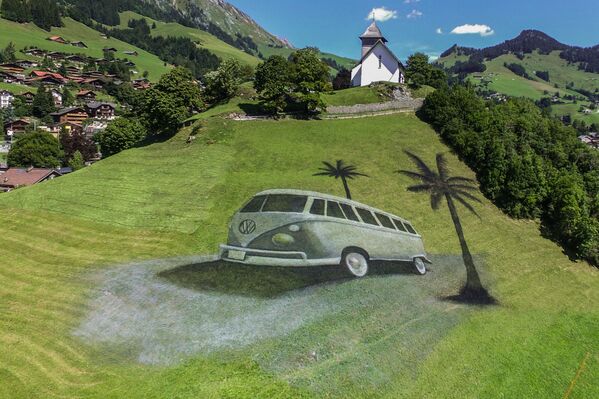 Bức tranh theo phong cách land-art của nghệ sĩ Pháp Guillaume Legros ở Thụy Sĩ  - Sputnik Việt Nam