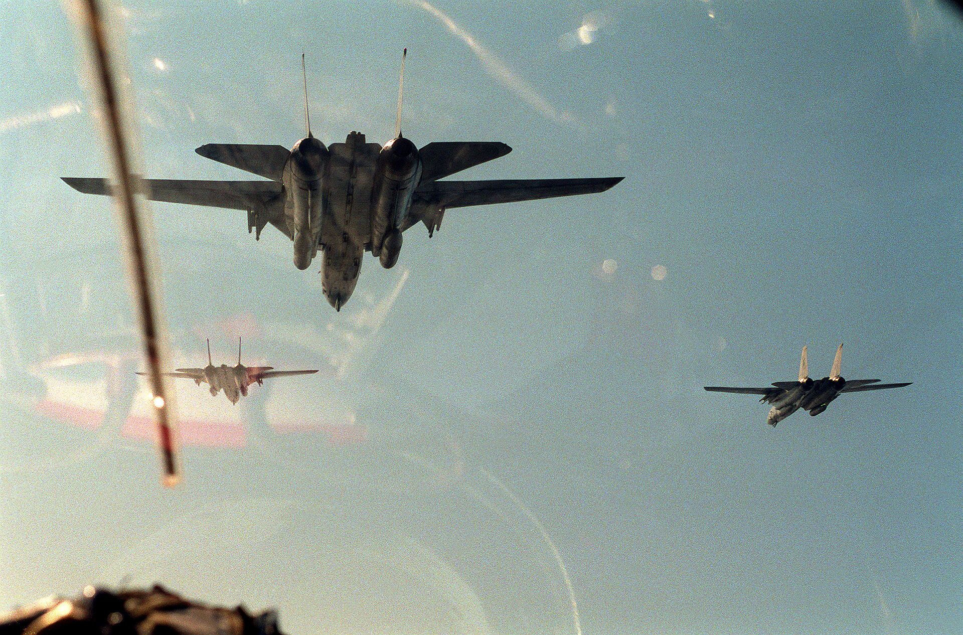 Bốn máy bay F-14A Tomcat trong chiến dịch quân sự ở Iraq Bão táp sa mạc, ngày 2 tháng 2 năm 1991 - Sputnik Việt Nam, 1920, 05.10.2021