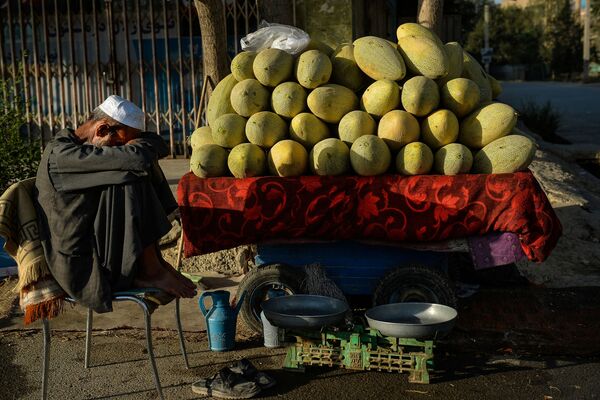  Người bán trái cây đang chờ đợi người mua trên con phố ở Kabul  - Sputnik Việt Nam