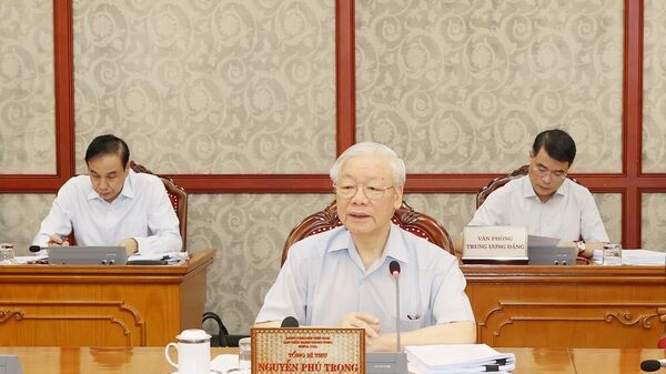 Tổng Bí thư Nguyễn Phú Trọng phát biểu kết luận cuộc họp - Sputnik Việt Nam