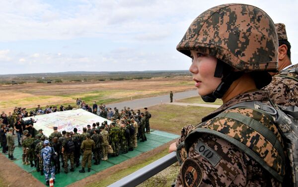 Đại diện của quân đội Mông Cổ trong giai đoạn chính của cuộc tập trận Zapad-2021 tại thao trường Mulino, tỉnh Nizhny Novgorod - Sputnik Việt Nam